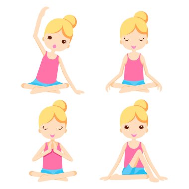 Yoga çeşitli pozlar kadın ile ayarla