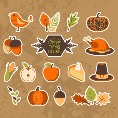 Sonbahar ve Şükran günü için tasarım öğeleri kümesi