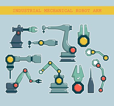 Set Robotic arms icons  clipart