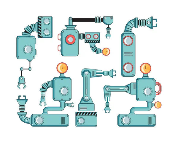 Set Robotic arms icons — Stock Vector