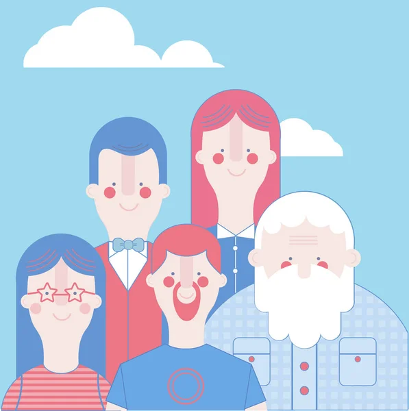 Ritratto di famiglia intero — Vettoriale Stock
