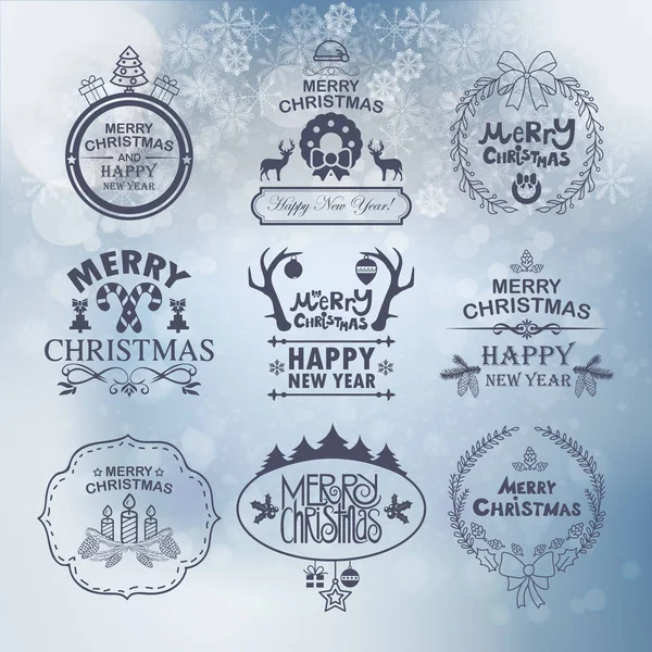 Set de etiquetas de Navidad y Año Nuevo — Vector de stock