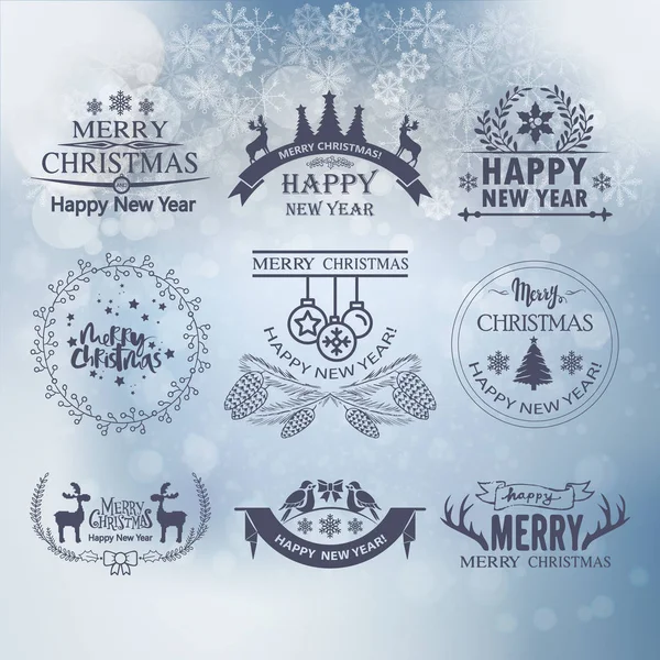 Set of Christmas And New Year labels — Stock Vector