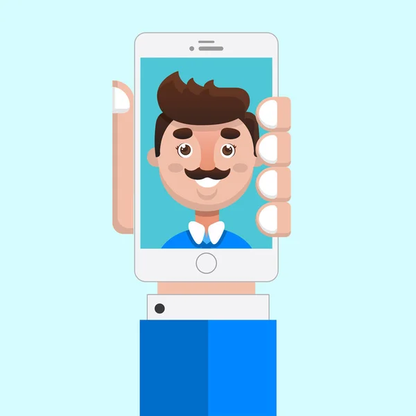 Muž vezme selfie na chytrý telefon Stock Ilustrace