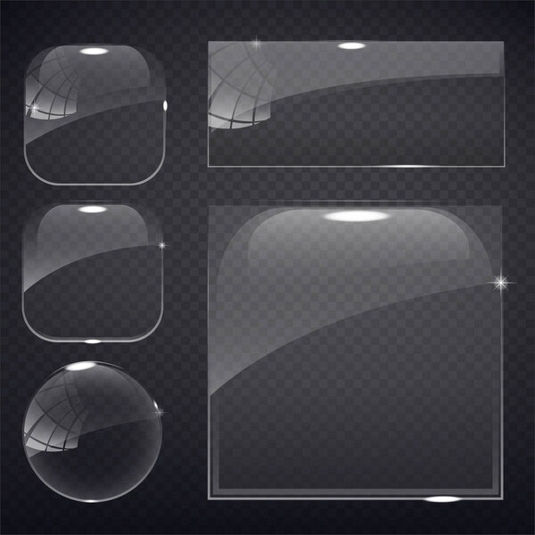 set of transparent glass on sample background.