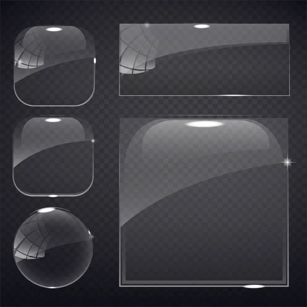 Set di vetro trasparente su sfondo campione . Grafiche Vettoriali