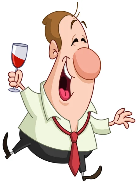 Hombre con copa de vino — Vector de stock