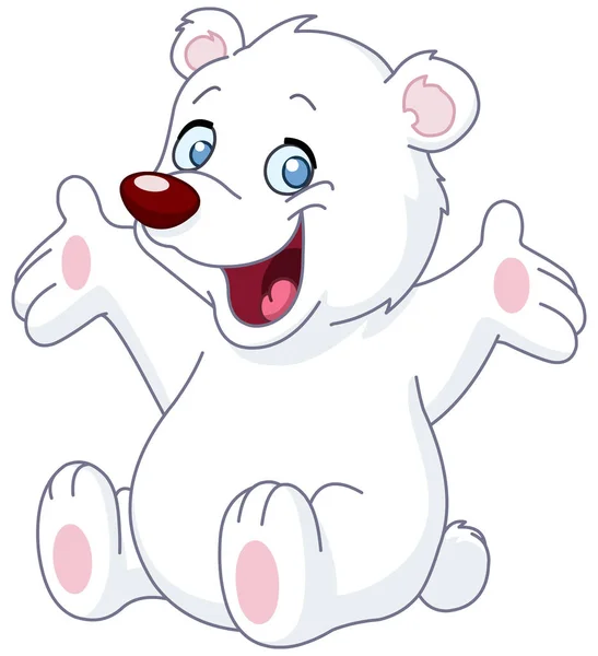 Feliz oso de peluche blanco — Vector de stock