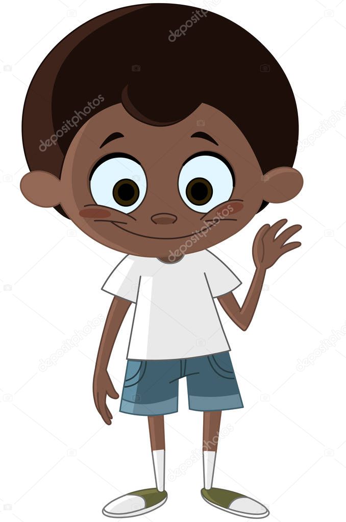 Black kid waving