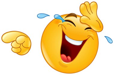 Laughing with tears and pointing emoticon clipart
