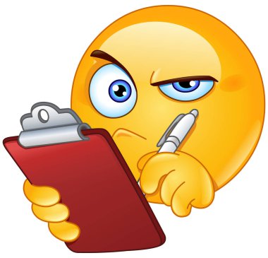 Inspecting emoticon with clipboard clipart