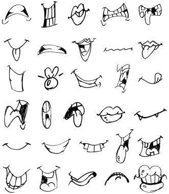 Vektör doodle ağızları