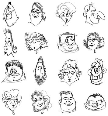 Vektör doodle yüzler