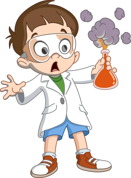 Το παιδί κάνει επιστήμη πείραμα — Διανυσματικό Αρχείο