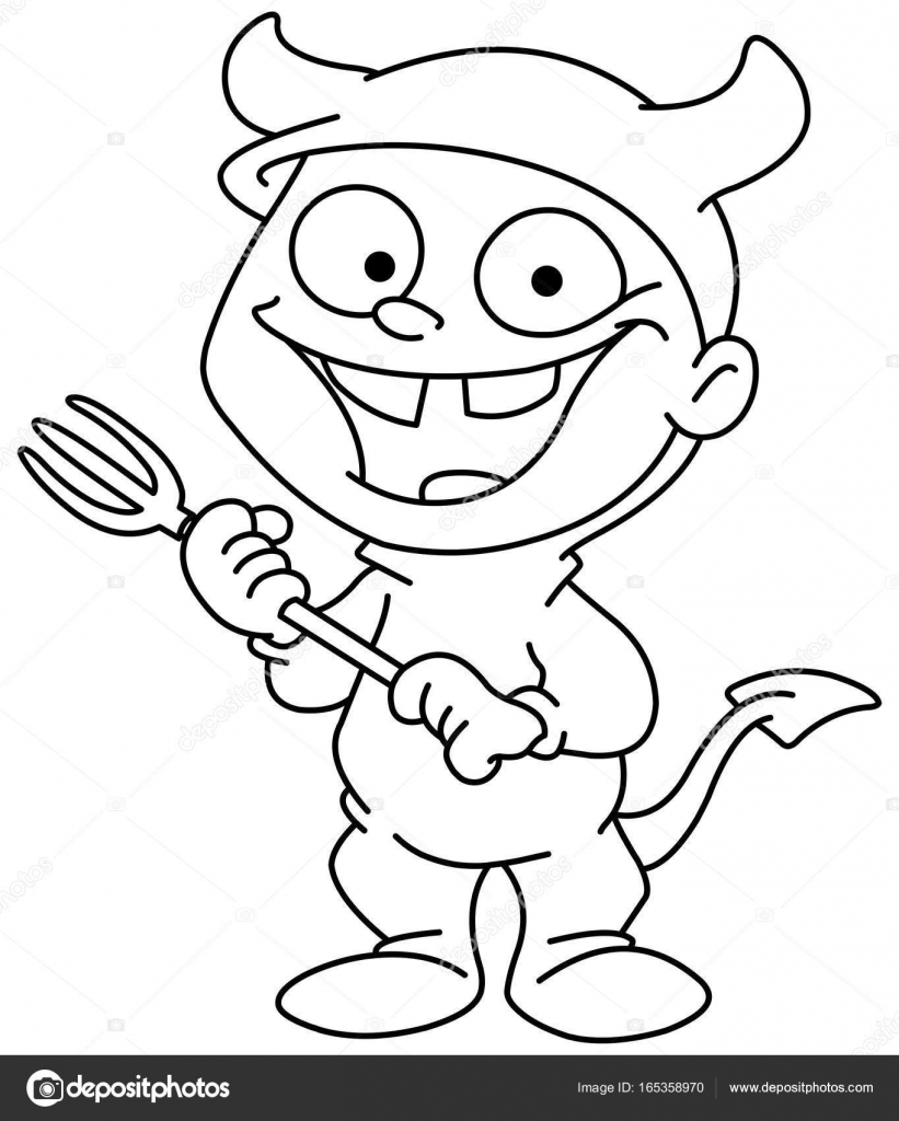 Geschetst Van De Duivel Kid Stockvector Yayayoyo 165358970