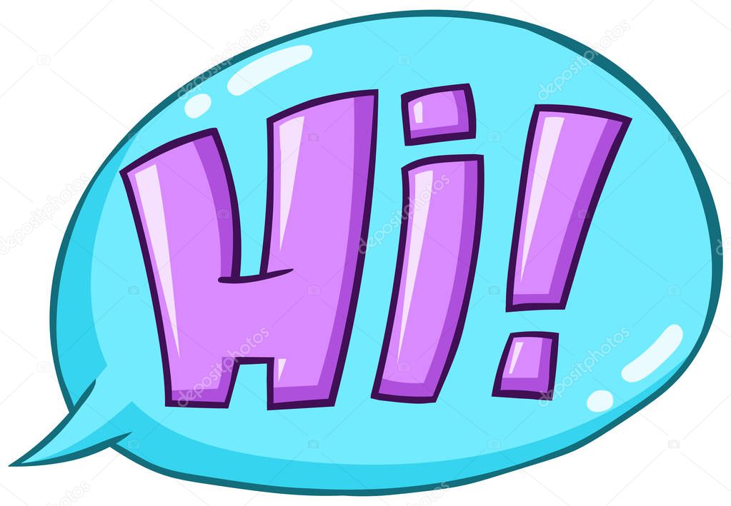 Speech bubble with hand drawn hi. word lettering comic design