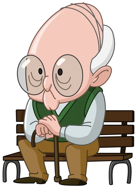 Old man on bench — Stock Vector