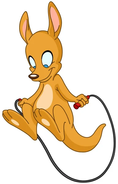 Kangaroo with jump rope — Stock Vector