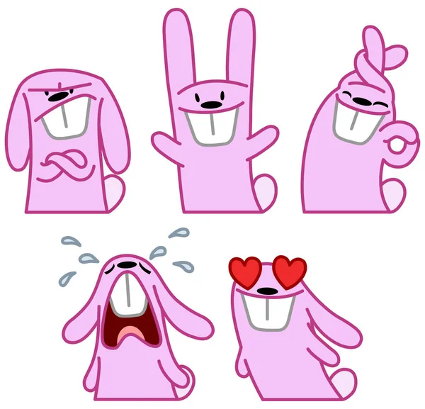 Pink rabbit set — Stock Vector