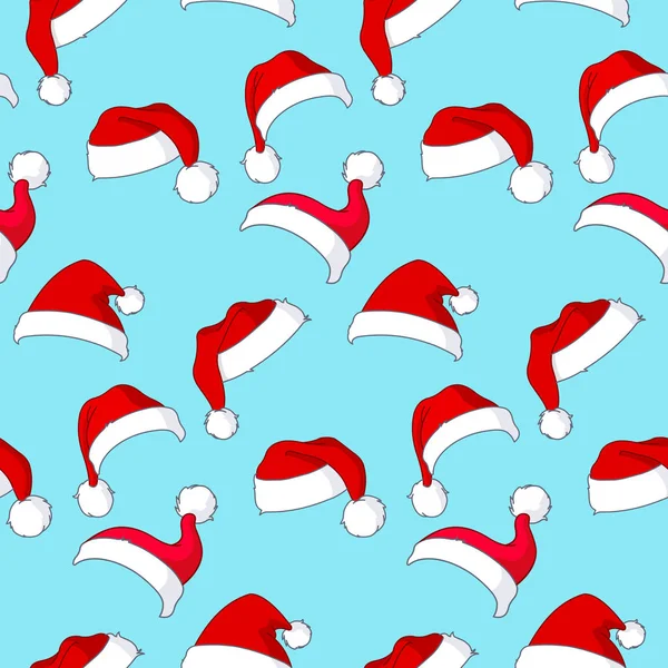 Papai Noel chapéus padrão —  Vetores de Stock