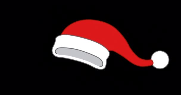 Animation Happy Santa Claus Hat Including Alpha Channel — Stock Video