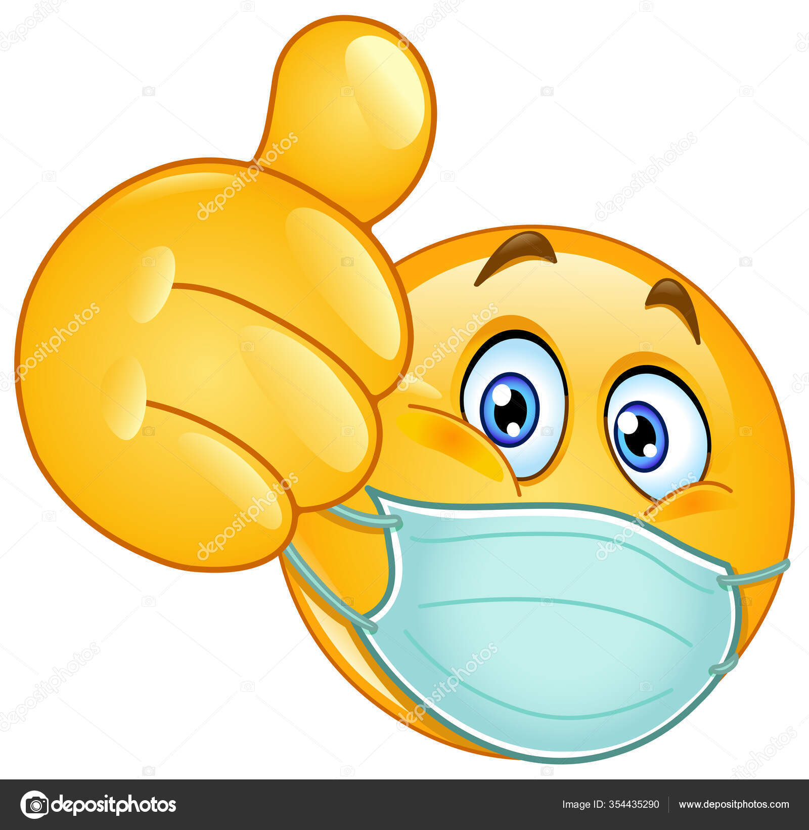 Het beste Maak plaats Nu al Emoji Emoticon Medical Mask Mouth Showing Thumb Stock Vector Image by  ©yayayoyo #354435290