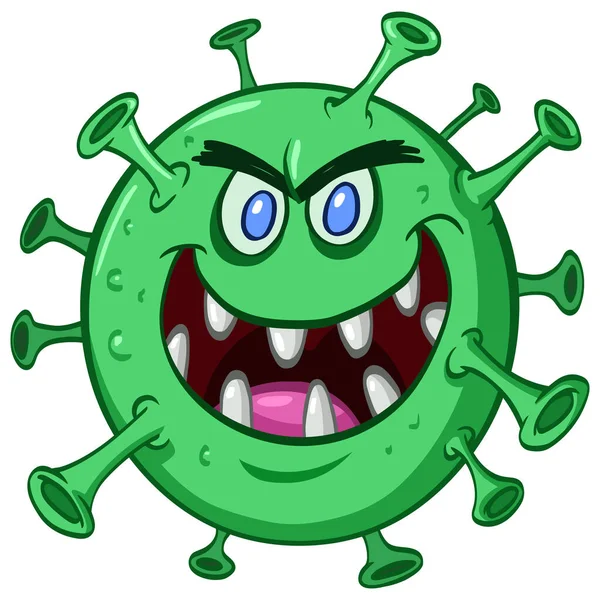 Cartoon Vert Virus Mal Riant — Image vectorielle