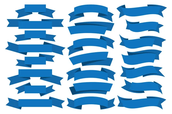 파란 리본 세트 — 스톡 벡터