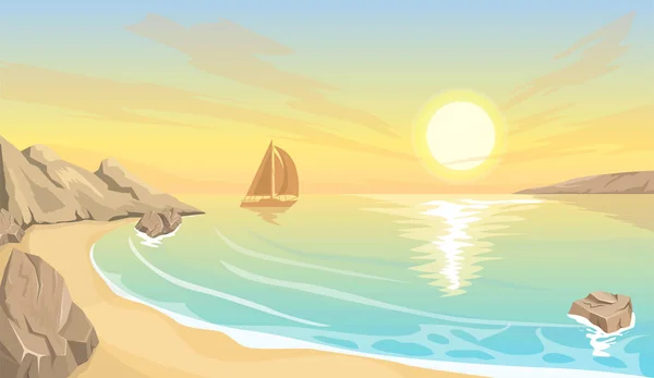 Coucher de soleil Seascape Bay — Image vectorielle