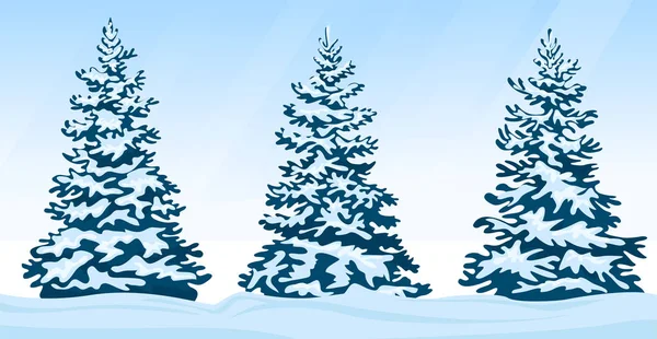 Ensemble de sapins enneigés — Image vectorielle