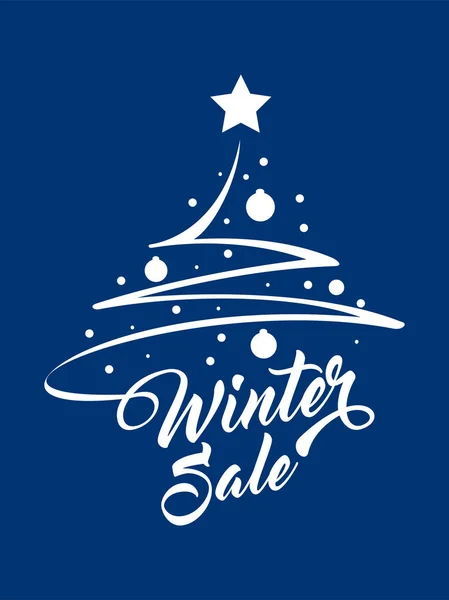 Inscription Winter Sale with Christmas tree — Stock Vector