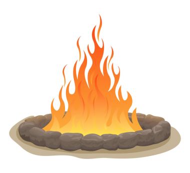 Taşlarla çevrili büyük yangın