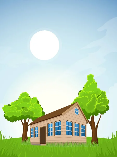 Rural summer landscape with house — Stock Vector