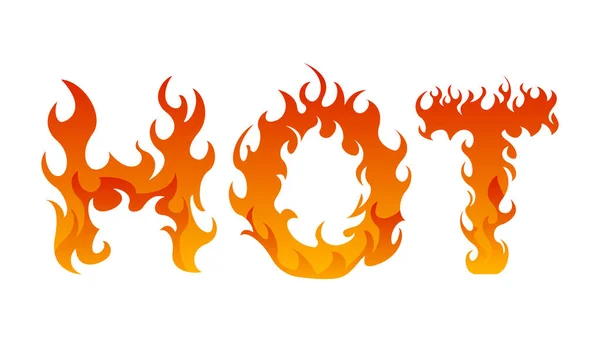 Inskriften med eld Hot — Stock vektor
