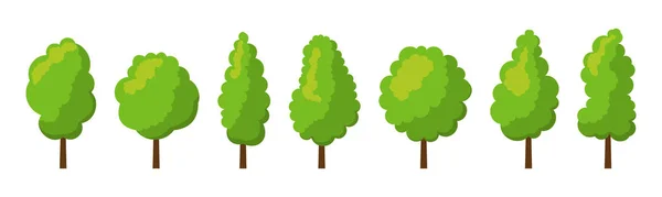 Desenho animado conjunto de árvores de verão —  Vetores de Stock