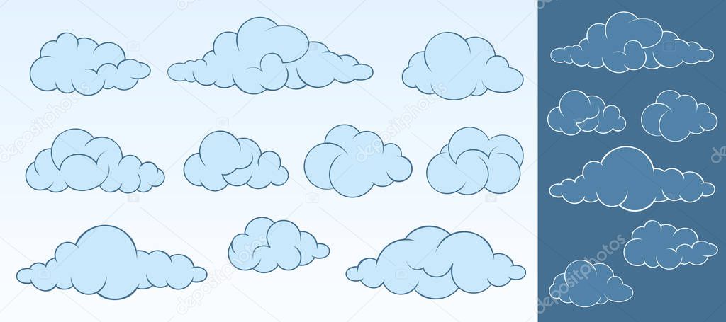 Set of cartoon clouds