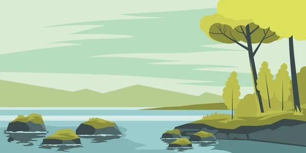 湖と秋の風景 — ストックベクタ