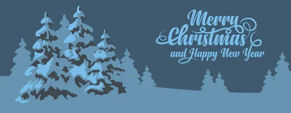 Banner de inverno com texto Feliz Natal — Vetor de Stock