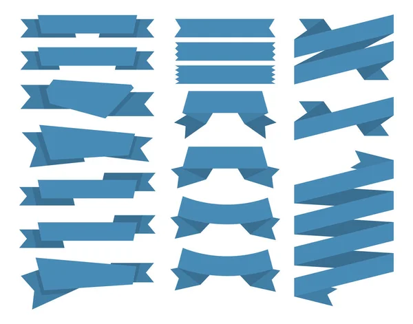 Ensemble de rubans origami bleu — Image vectorielle