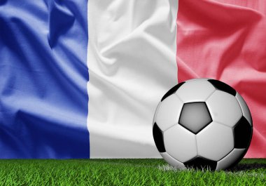 Fransa bayrağı ve futbol topu 