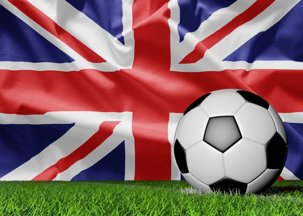 Флаг Великобритании и футбольный мяч — стоковое фото