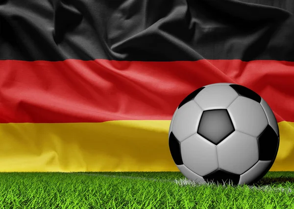 Drapeau allemand et ballon de football — Photo