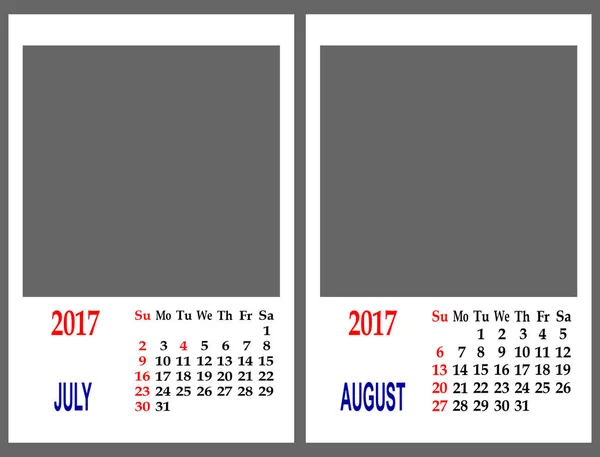 Layout calendar. July and August — Stock Photo, Image