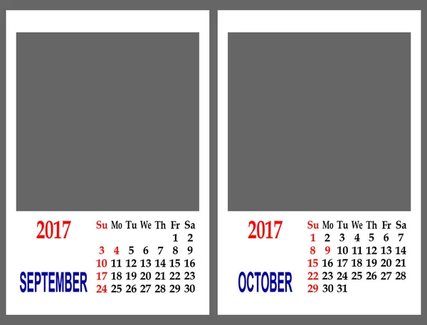 Układ kalendarza. Wrzesień i październik. — Zdjęcie stockowe