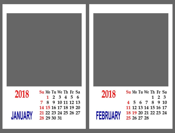 Layout calendar. January and February — Stock Photo, Image