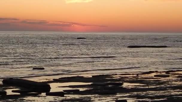 Pôr Sol Sobre Mar Cáspio Setembro 2019 Ano Região Mangistau — Vídeo de Stock