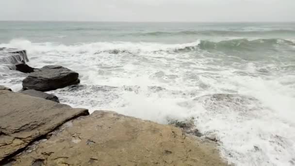 Tormenta Mar Caspio Costa Rocosa Del Mar Caspio Diciembre 2019 — Vídeos de Stock