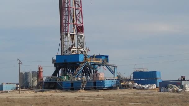 Drilling Rig Steppe Kazakhstan Mangistau Region September 2019 Year Mangistau — Stock Video