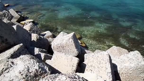 Wasserzulaufkanal Zur Entsalzung Von Meerwasser Kasachstan Mangistau Aktau — Stockvideo