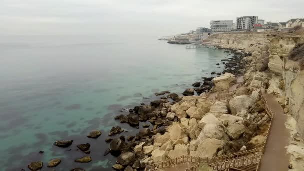 Côte Rocheuse Mer Caspienne Piste Rocheuse Kazakhstan Aktau City Décembre — Video